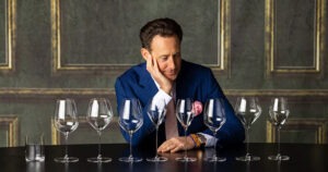 Riedel President Maximillian Riedel with his company's Veloce wine glass collection.